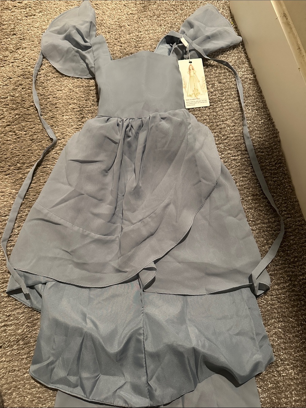 Light Blue Tiered Ruffle Dress with Puff Sleeves